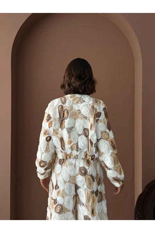 Veste zippée à motifs Topshow Wholesale – Style chic et moderne – Marron | F1975