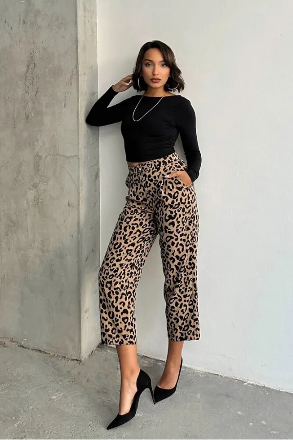 Patterned Wholesale Trousers - Mink Black | TOPSHOW | F1788