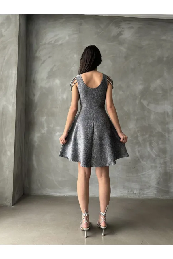 Topshow Gümüş Simli Toptan Elbise