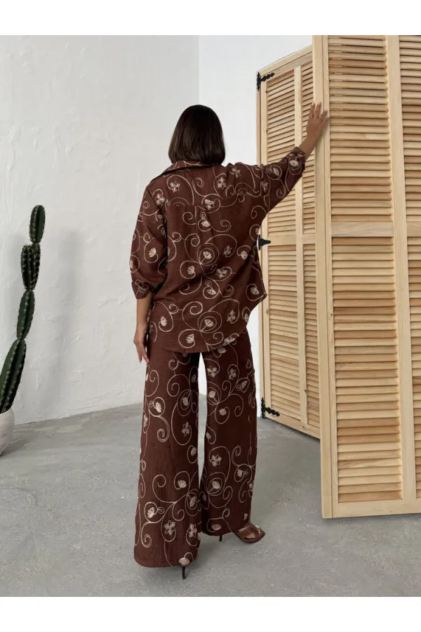 Chemise brodée - Marron Dsn2 | Topshow | F1899