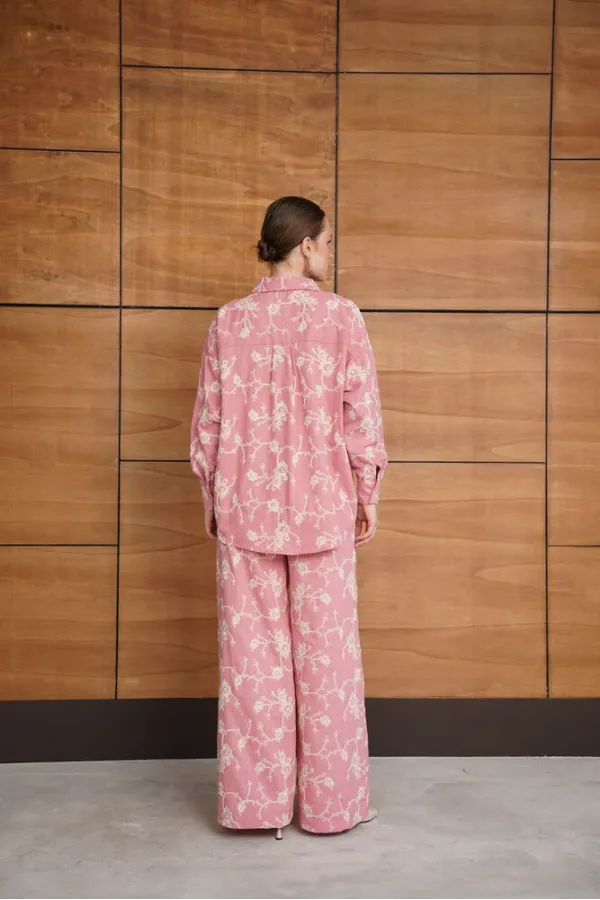 Pantalon brodé rose | F1927 - Topshow
