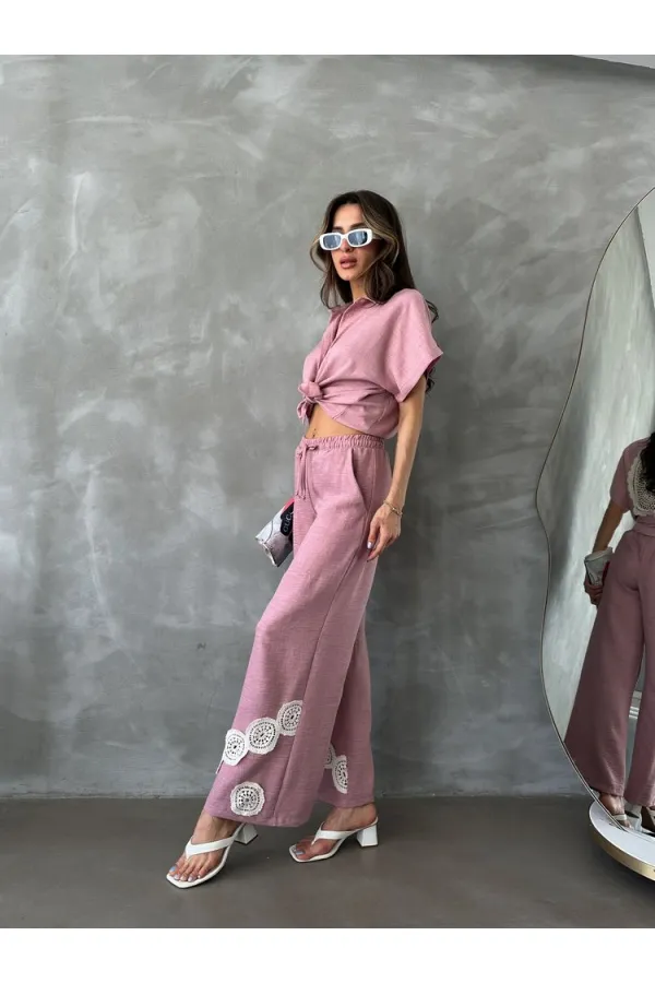 Topshow Pudra Bağcıklı Toptan Pantolon