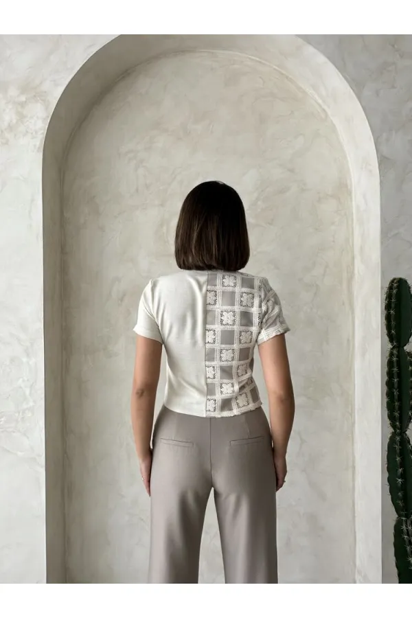 Dantel Detaylı Gömlek - Taşa Taş | Topshow