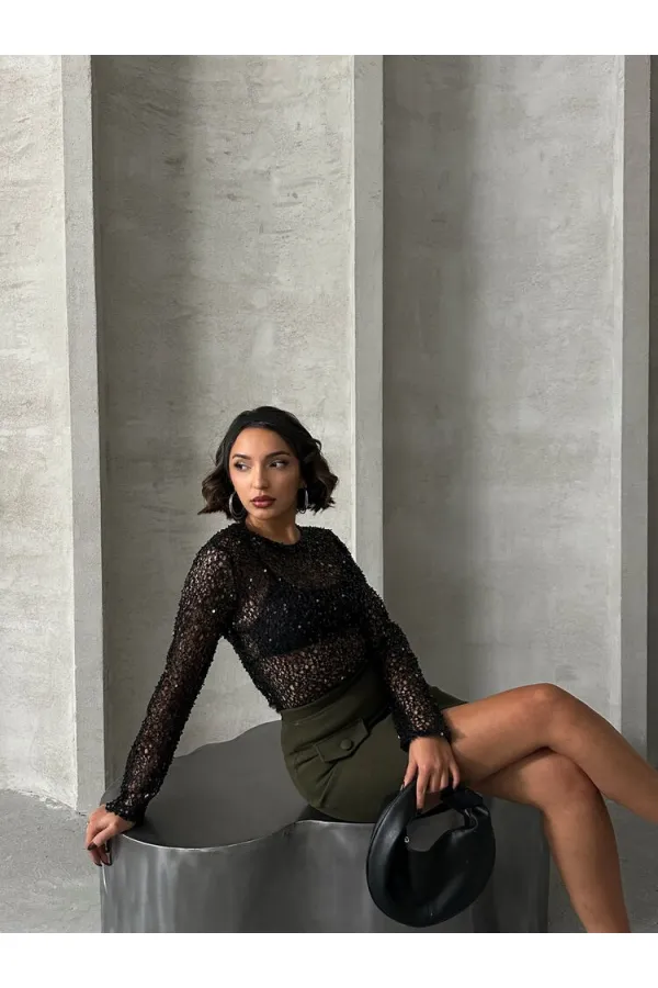 Diz Üstü Toptan Etek - Haki | TOPSHOW | F1283