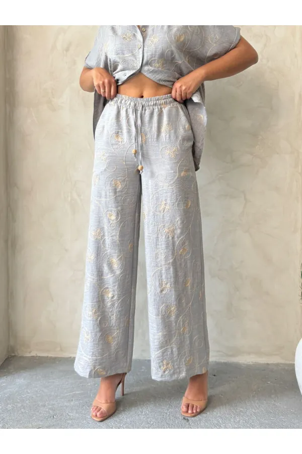 Embroidered Wholesale Trousers - Gray Dsn2 | Topshow | F1900