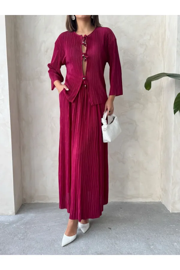 Uzun Etek - Bordo | Topshow | F1913