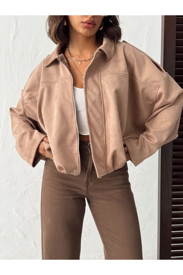 Topshow Scuba Suede Coat - Mink | F2017