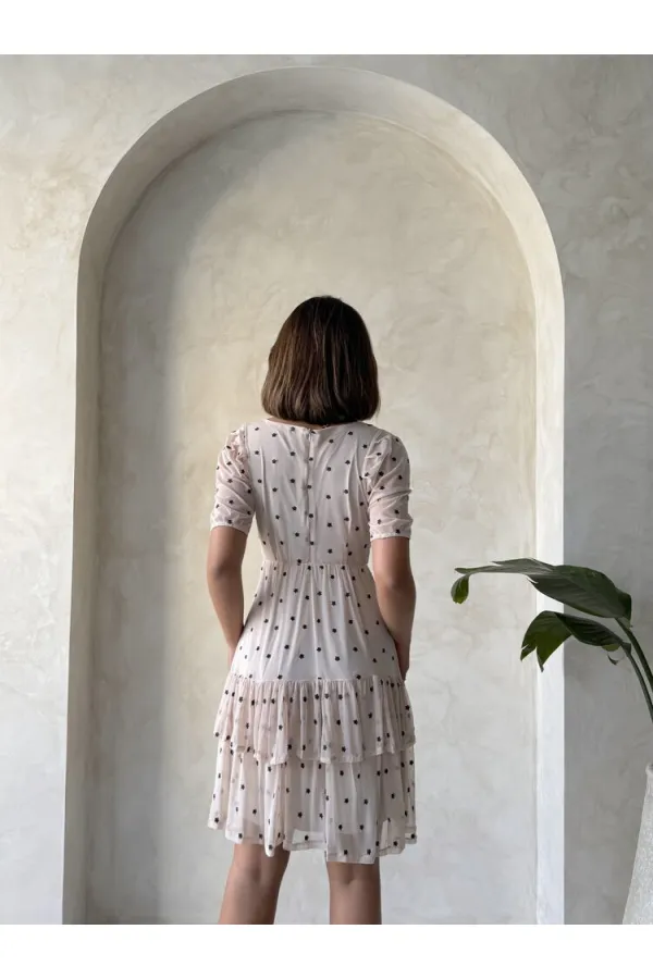 Jupe Topshow Stone à col bateau et imprimé floral, manches courtes et volantées, en gros