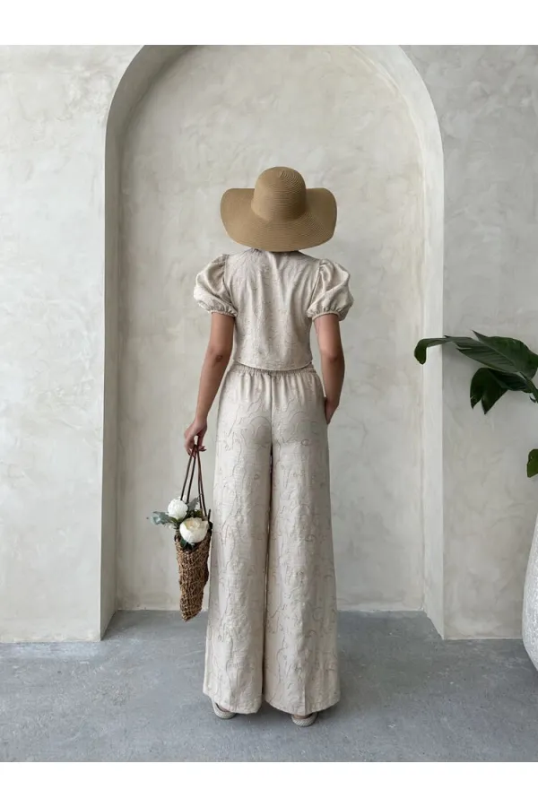 Embroidered Front Tie Wholesale Blouse - Stone | Topshow