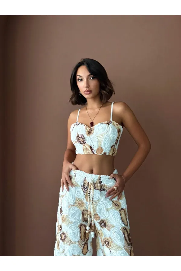 Topshow Toptan Desenli Büstiyer – Yazlık Ve Trend Parça - Kahve | F1976