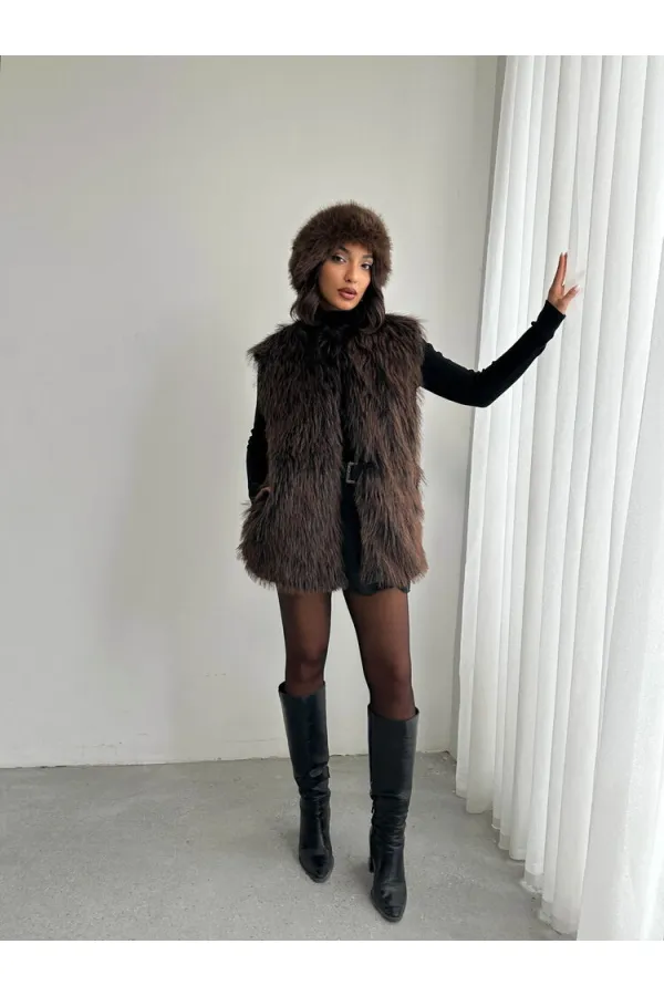 Faux Fur Women's Wholesale Vest – Soft Texture – BLACK