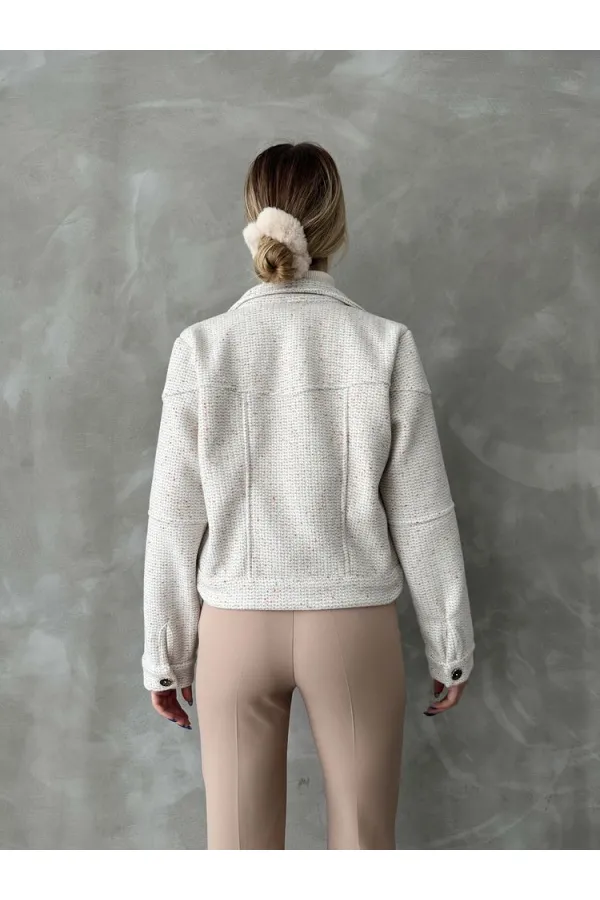 Manteau à boutons en gros - Crème | TOPSHOW | F1547