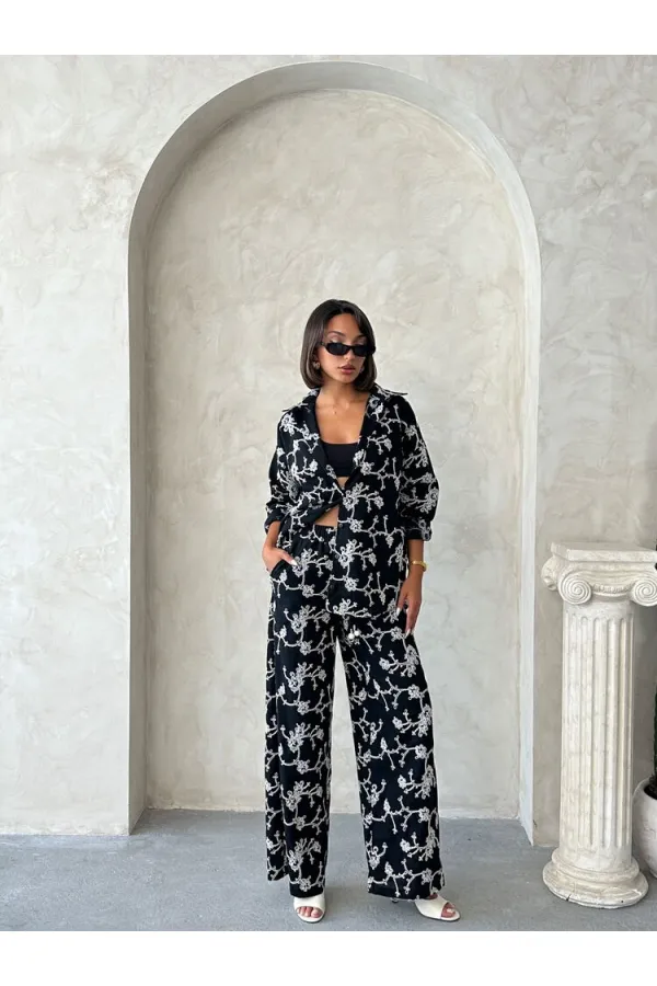 Nakışlı Gömlek - Siyah | Topshow | F1951