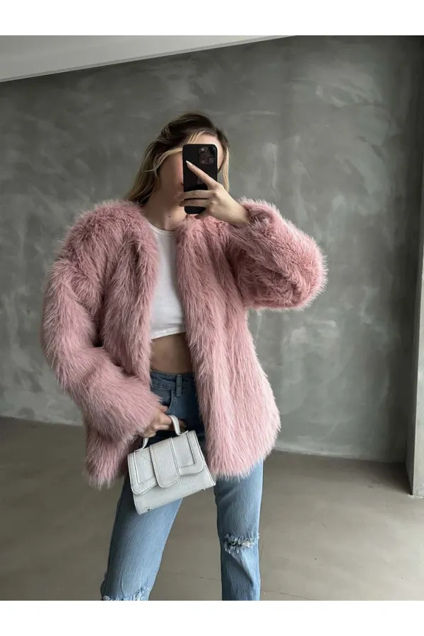 Peluş Toptan Kaban - Pudra | TOPSHOW | F1608