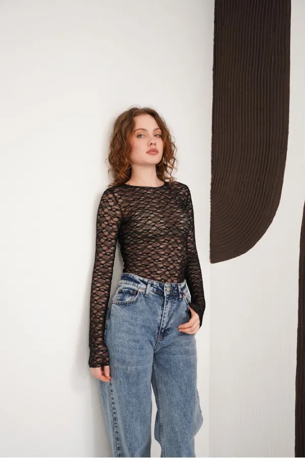 Wholesale Lace Blouse - Black | F2092 - Topshow