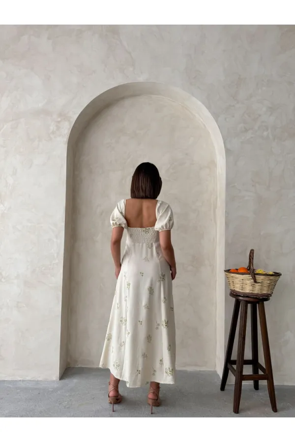 Embroidered Linen Wholesale Dress - Pistachio Green | Topshow