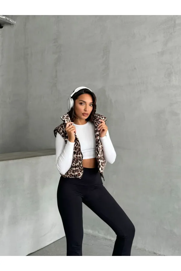 Toptan Yelek - Taş Leopar | TOPSHOW | F1829