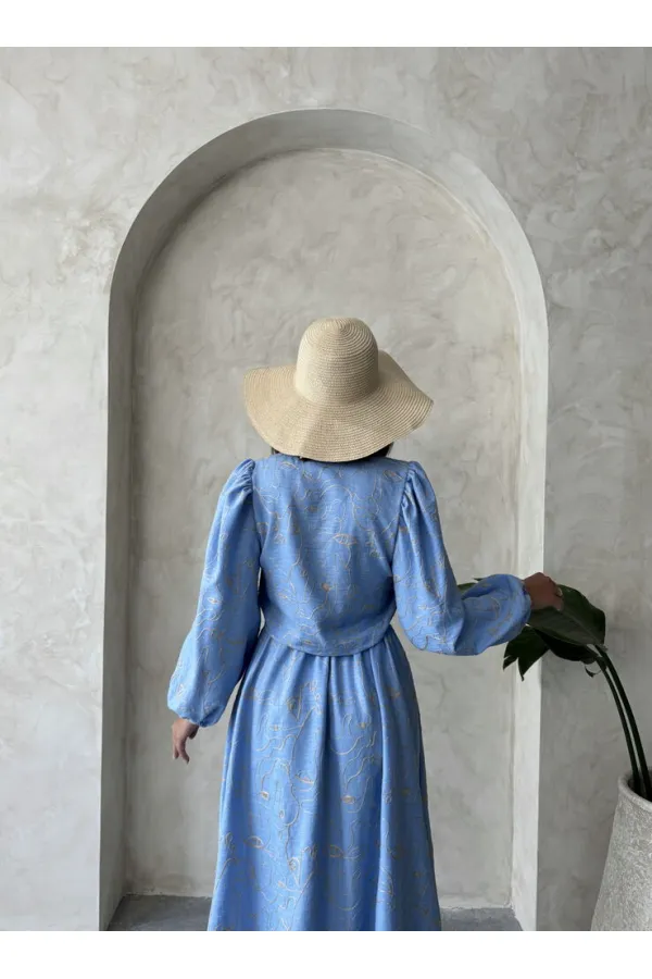 Embroidered Front Tie Wholesale Blouse - Light Blue | Topshow | F1902