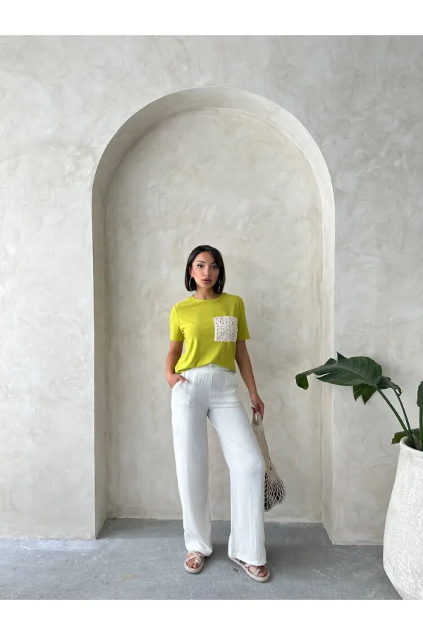Pocket Detailed T-Shirt - Pistachio Green Topshow