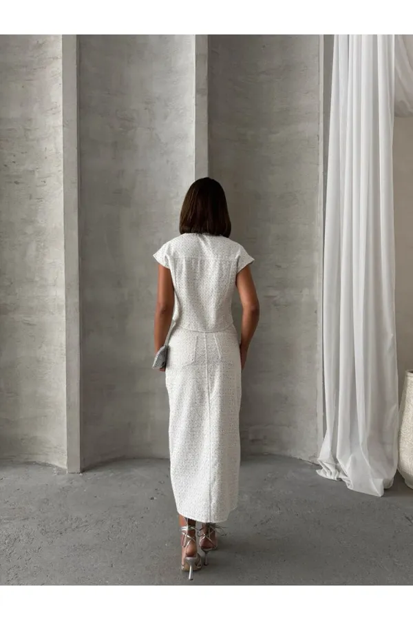 Pullu Kot Toptan Etek - Beyaz Dsn 1 | TOPSHOW | F1707