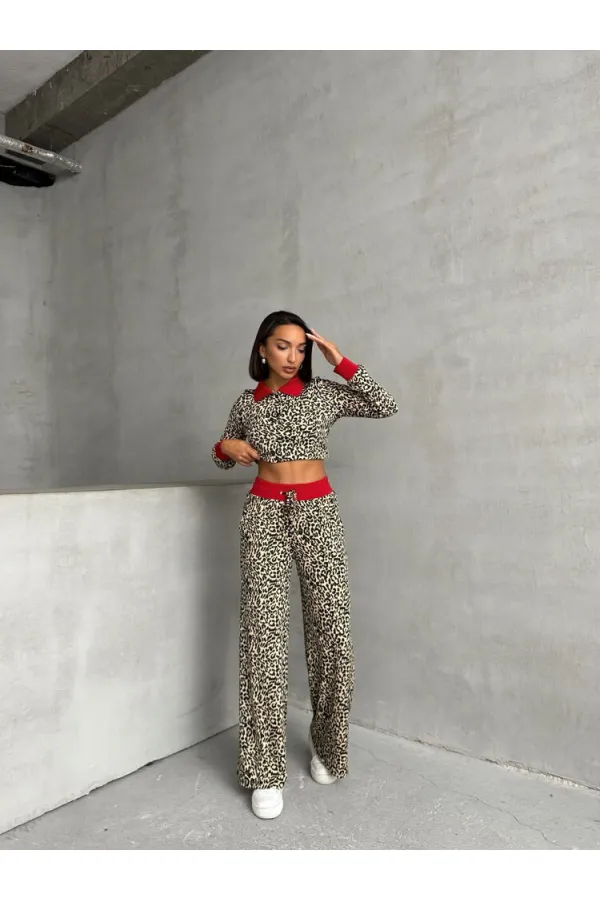 T-shirt à col polo en gros - Léopard noir | TOPSHOW | F1789