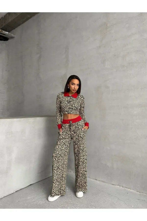 T-shirt à col polo en gros - Léopard noir | TOPSHOW | F1789