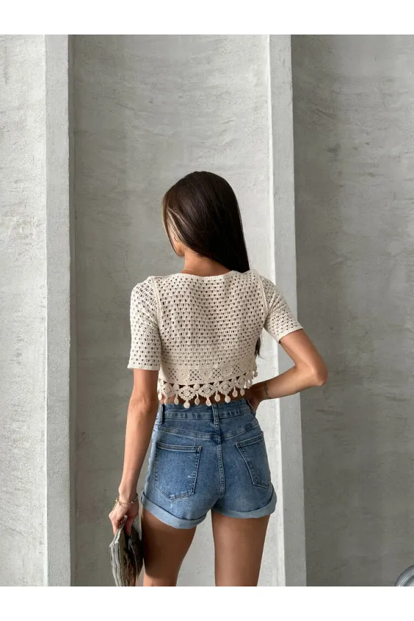 Topshow Raw Tasseled Raw Wholesale Blouse