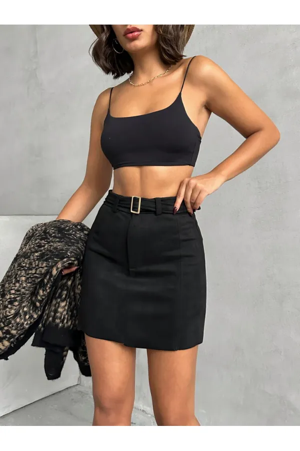 Kemerli Toptan Etek - Siyah | TOPSHOW | F1801