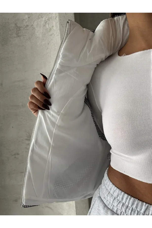 Doudoune sans manches Pitikare en fibre à motif noir (vente en gros) | TOPSHOW | F1741