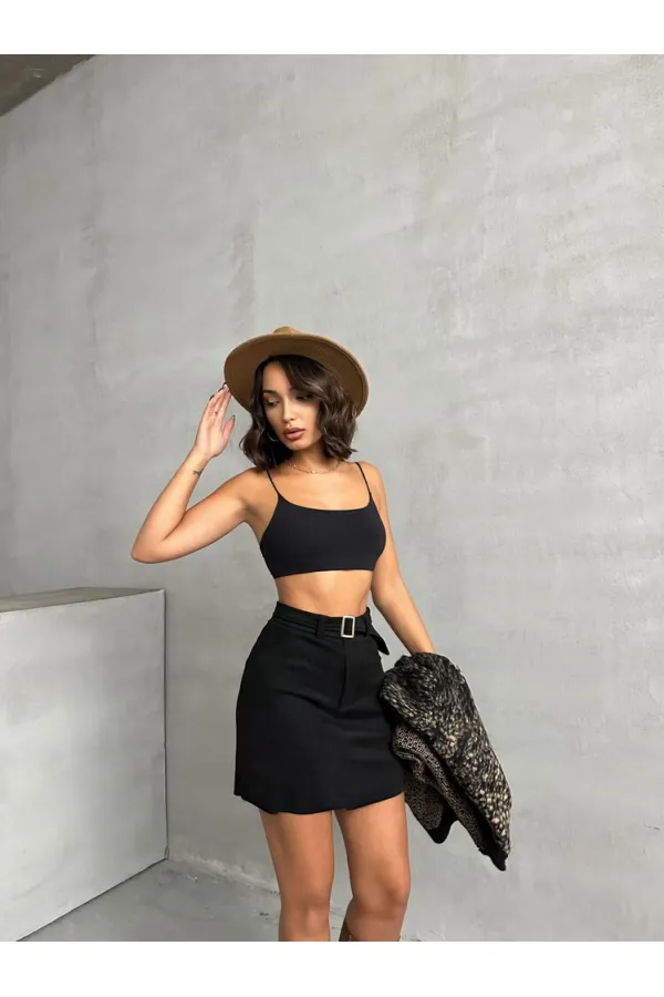 Kemerli Toptan Etek - Siyah | TOPSHOW | F1801