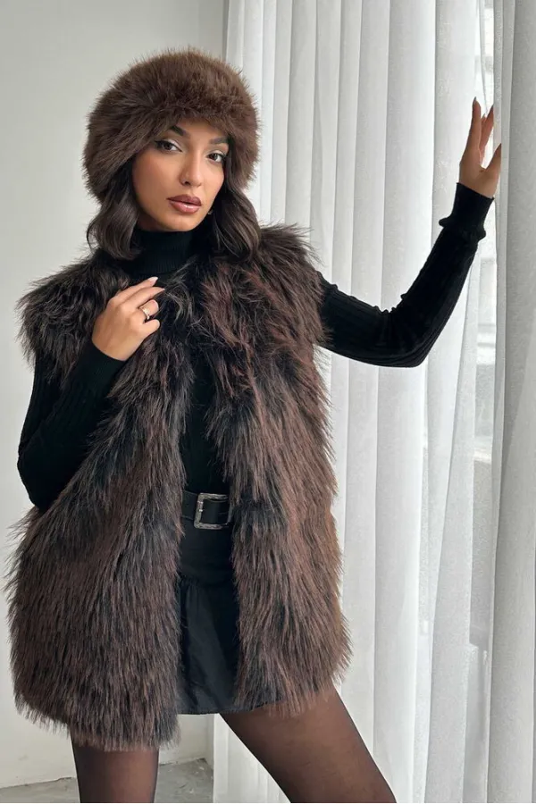 Faux Fur Women's Wholesale Vest – Soft Texture – BLACK
