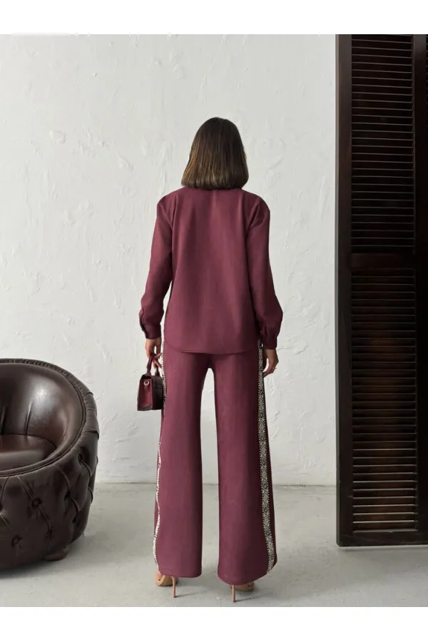 Pantalon Topshow en daim scuba à rayures - Noir | F1972