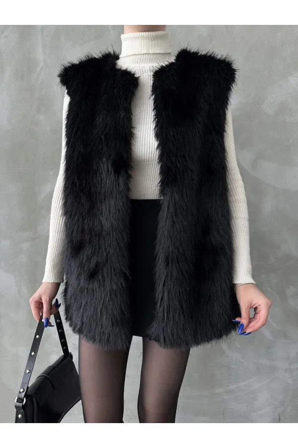 Gilet à plumes noires Topshow en gros | F1567