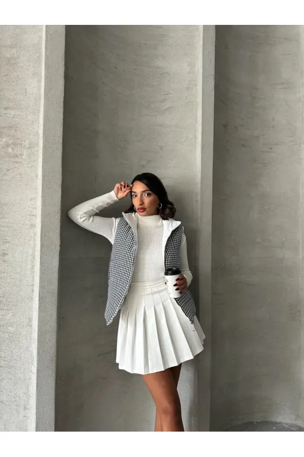 Gilet gonflable en fibre à motif Pitikale - Noir | TOPSHOW | F1740