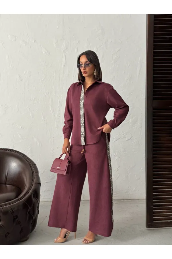 Pantalon Topshow en daim scuba à rayures - Noir | F1972