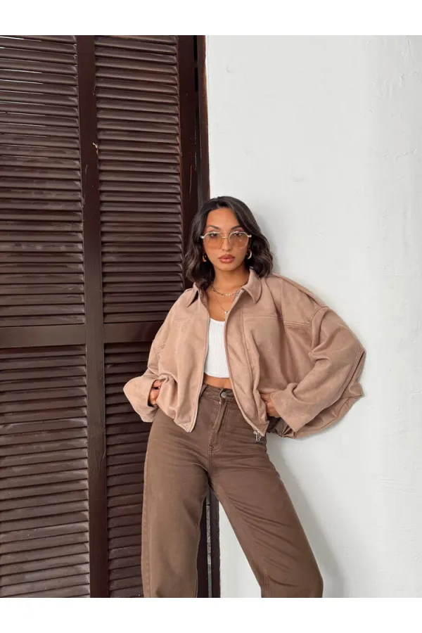 Topshow Scuba Suede Coat - Mink | F2017