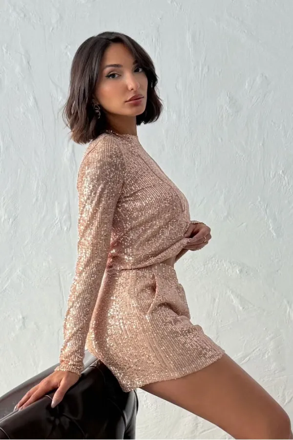 Short à paillettes scintillantes Topshow - CUIVRE