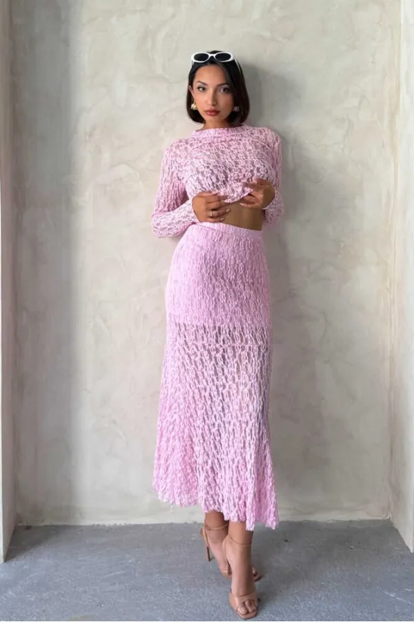 Dantel Etek - Pembe | Topshow | F1887