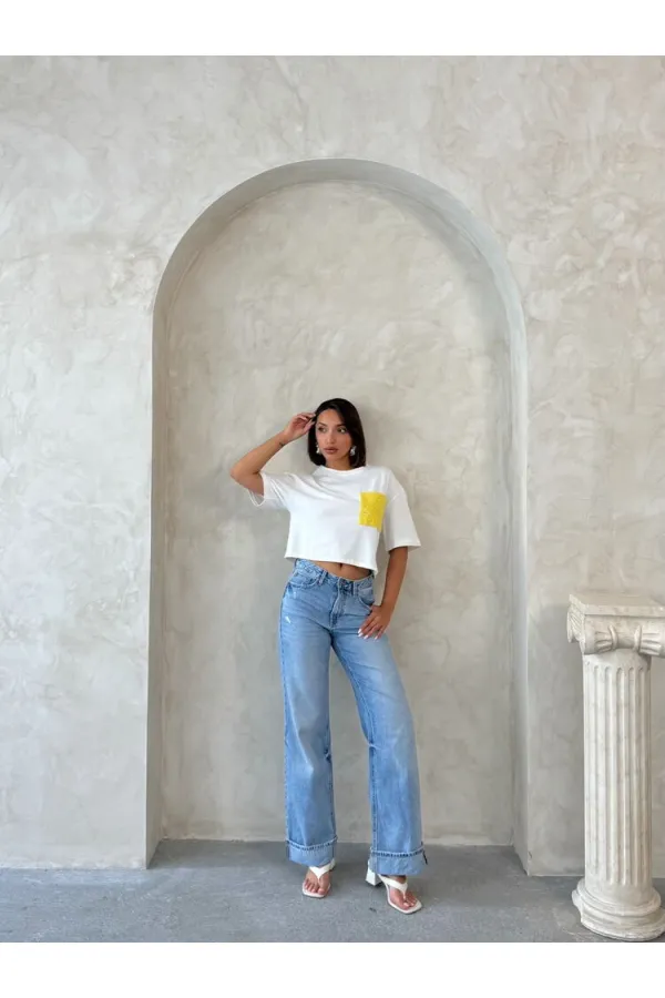 Wholesale T-Shirt with Pocket Detail - Yellow | Topshow