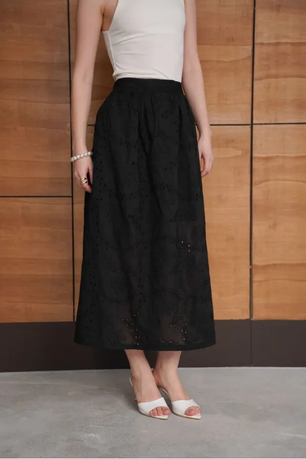 Embroidered Long Skirt - Black | F2080 - Topshow
