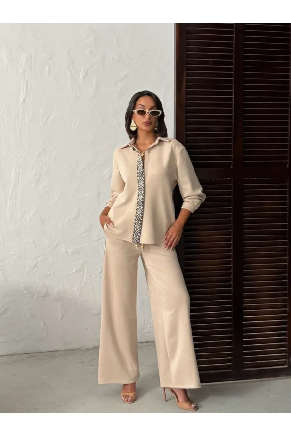 Pantalon Topshow en daim scuba à rayures - Rouge bordeaux | F1972