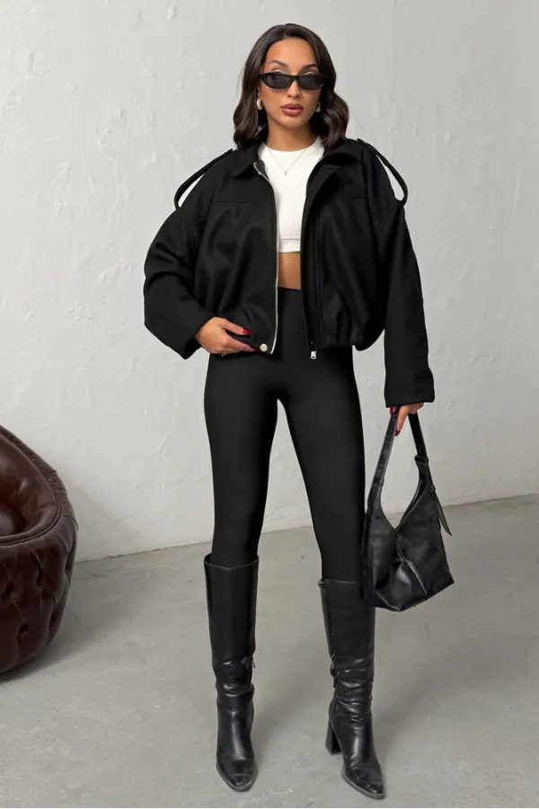 Topshow Cashmere Wholesale Jackets - Black | F2047