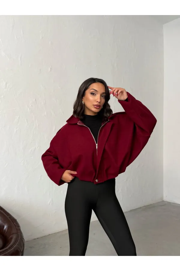 Topshow Cashmere Wholesale Jackets - Burgundy | F2047