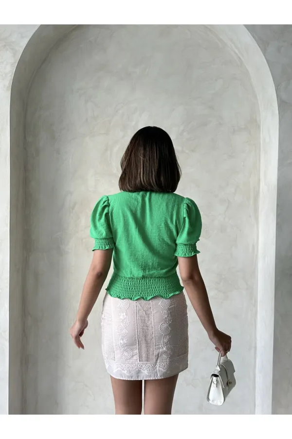 Topshow Zümrüt Çep Nakışlı Toptan Gömlek