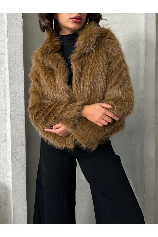 Manteau de fourrure en gros - Marron | TOPSHOW | F1820