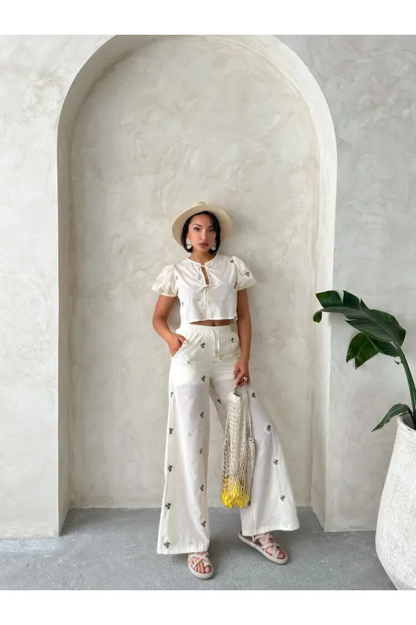 Wholesale Blouse with Front Embroidered - Stone | Topshow