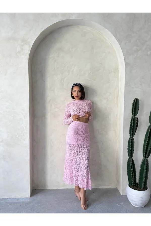 Dantel Etek - Pembe | Topshow | F1887