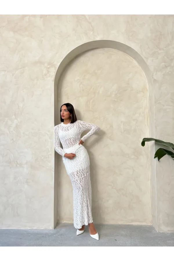 Lace Wholesale Evening Blouse - Cream | TOPSHOW | F1886