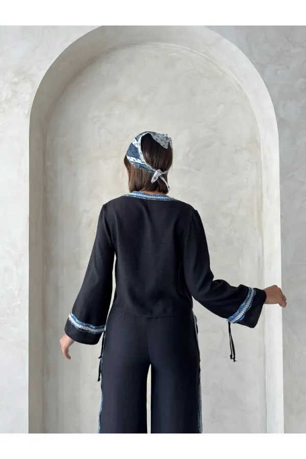 Kot Şeritli Toptan Gömlek   Siyah | Topshow | F1888