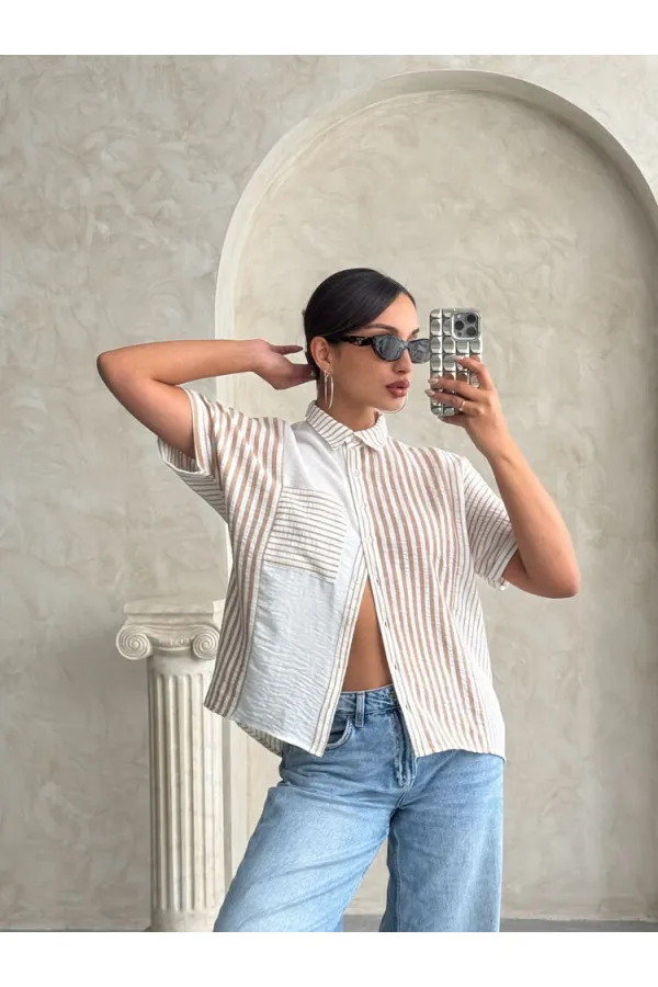 Topshow Stone Piece Striped Wholesale Shirt